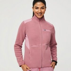 FIGS On Shift Fleece Jacket- Chalk Pink- S